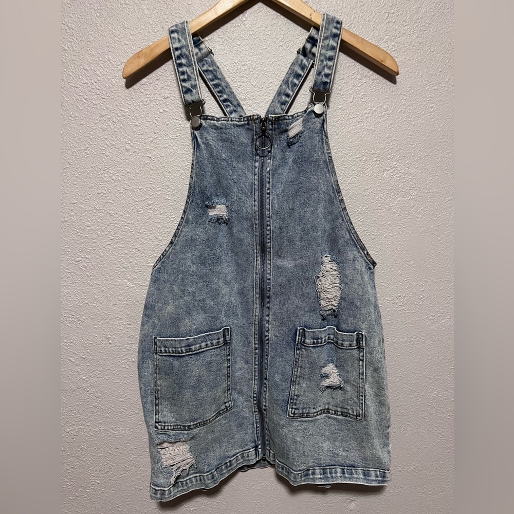 Tinsel Town Overall Denim Dress L